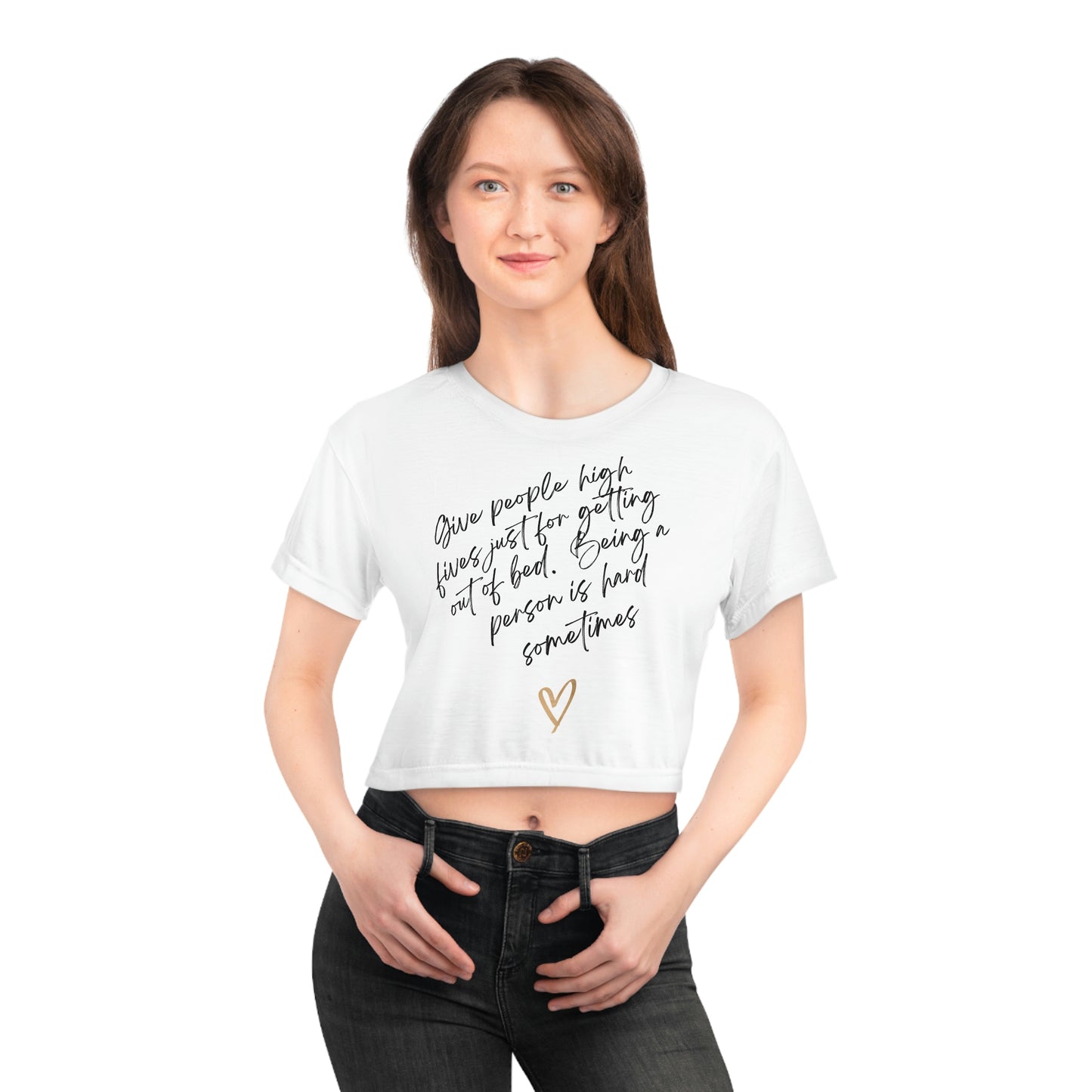 Give people high fives just for getting out of bed.  Being an adult is hard sometimes Sunshine Crop Tee (AOP)